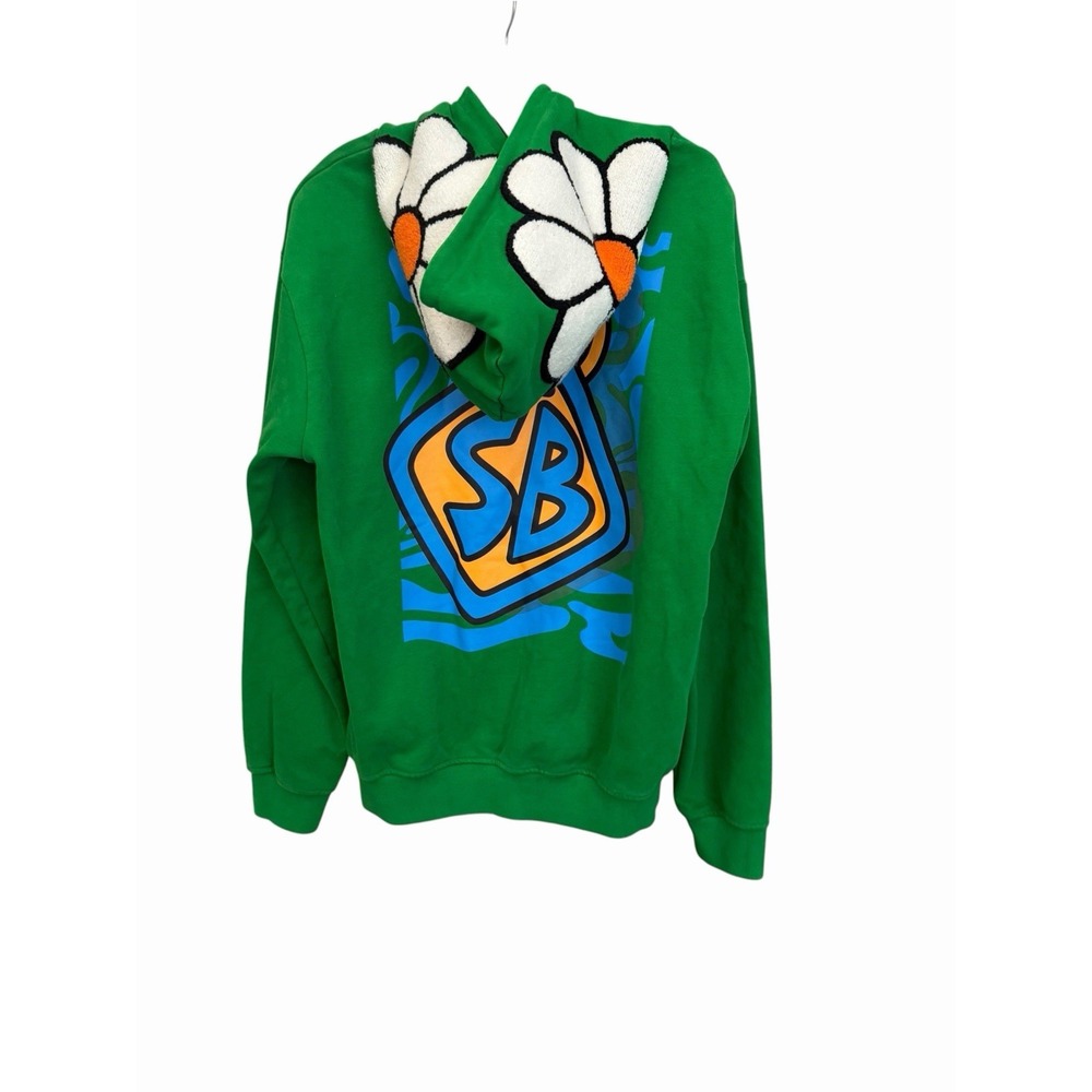 Soleboy Hoodie Sweatshirt Large Streetwear Scooby Flower Heavyweight Green #RR-1